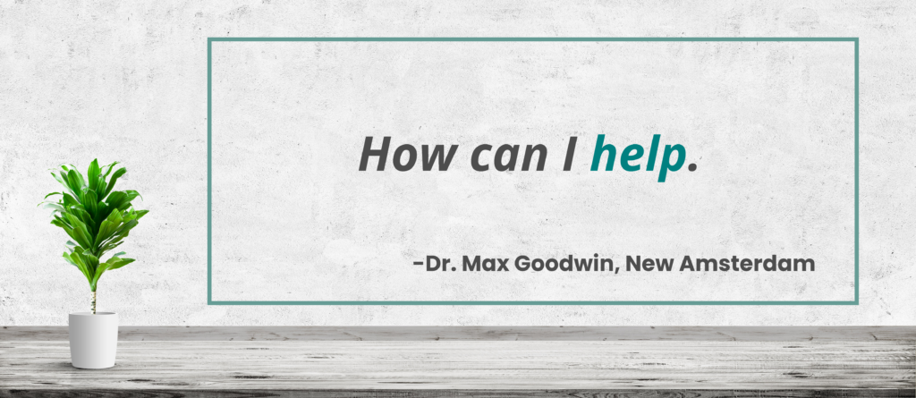 How can I help. - Dr. Max Goodwin, New Amsterdam